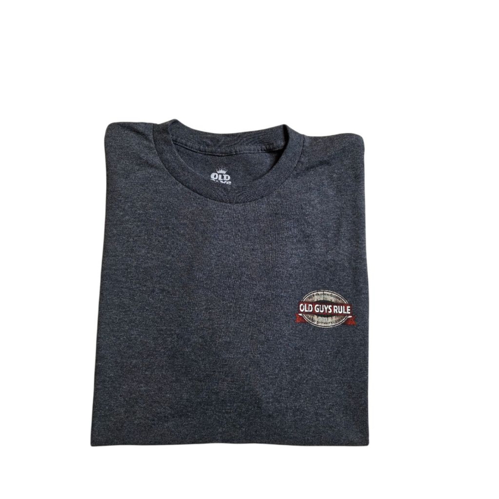 Men's Old Guys Rule Gray Short Sleeve Tee XL with Red Logo